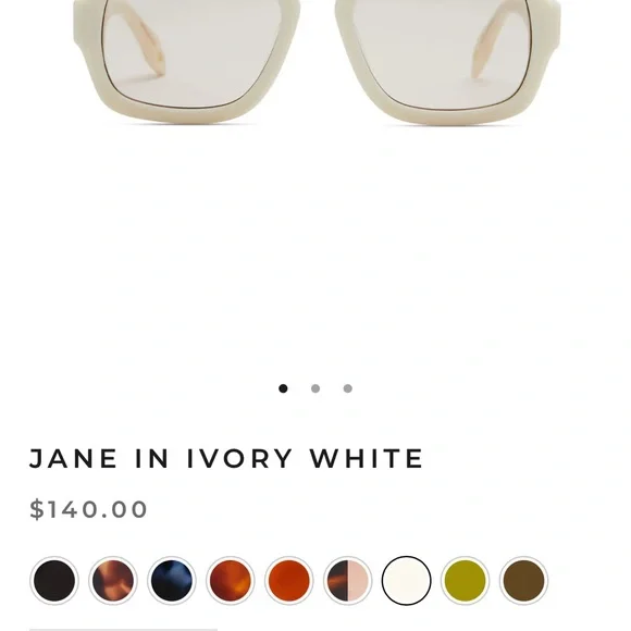 NEW-Jane in Ivory White Elisa Johnson Sunglasses with Case - Picture 5 of 5